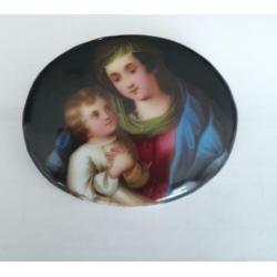 Antieke handgeschilderde broche, ca19-20 eeuw