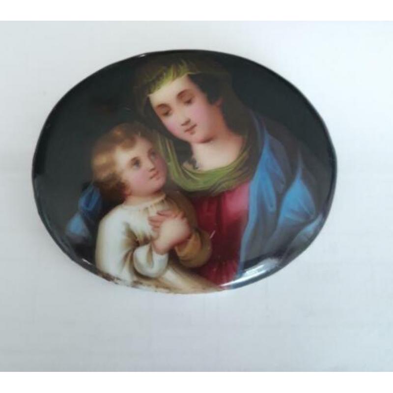 Antieke handgeschilderde broche, ca19-20 eeuw