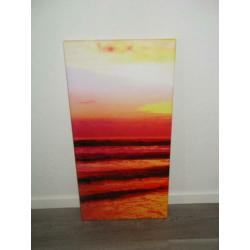 Mooi kleurrijk drieluik v/d ondergaande zon in zee - canvas