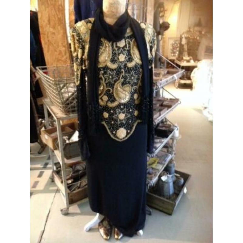 Vintage / Gala - Feestkleding / Blauwe top met pailetten