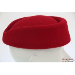 Stewardessen pillbox hoedje donker rood 54-59 nieuw One size