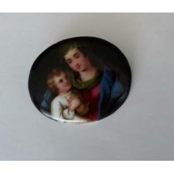 Antieke handgeschilderde broche, ca19-20 eeuw
