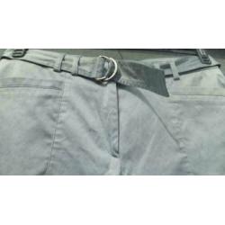 BRAX licht zeegroen 7/8 glans stretch broek mt 38/40