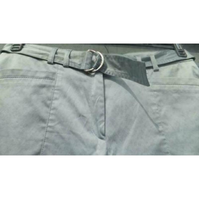BRAX licht zeegroen 7/8 glans stretch broek mt 38/40