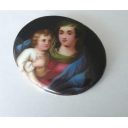Antieke handgeschilderde broche, ca19-20 eeuw