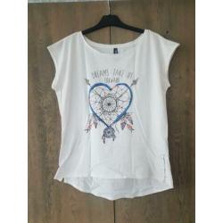 Wit t-shirt met print maat L NIEUW