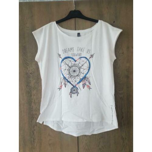 Wit t-shirt met print maat L NIEUW