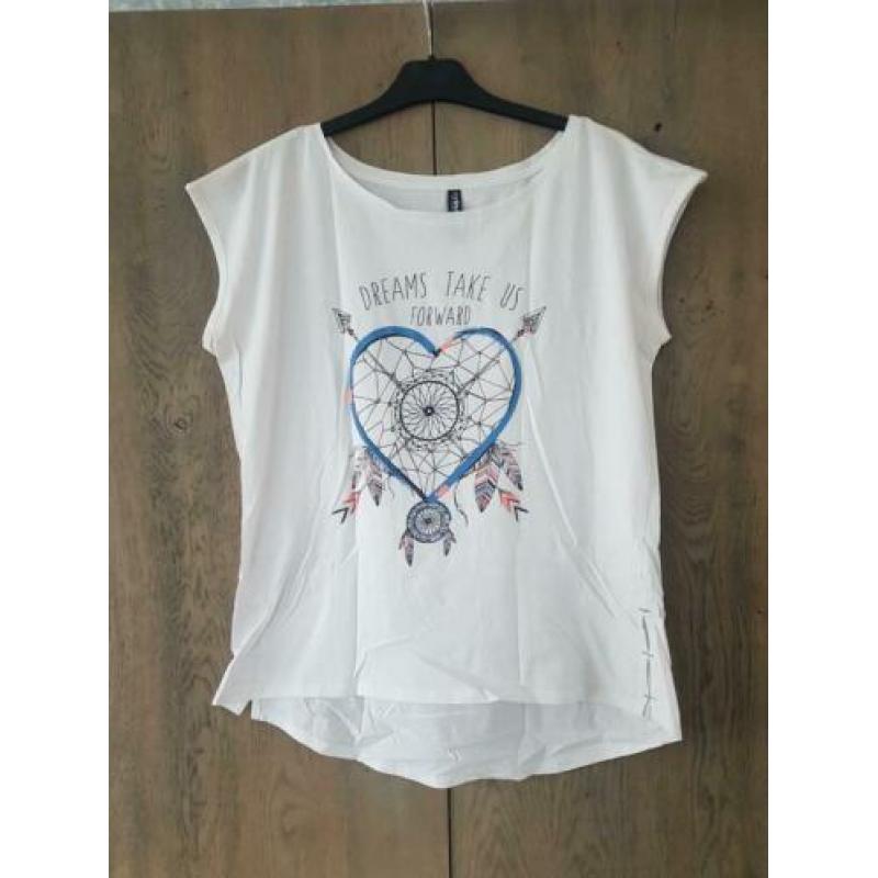 Wit t-shirt met print maat L NIEUW