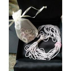 Ketting kraaltjes wit/roze/lila magneetsluiting