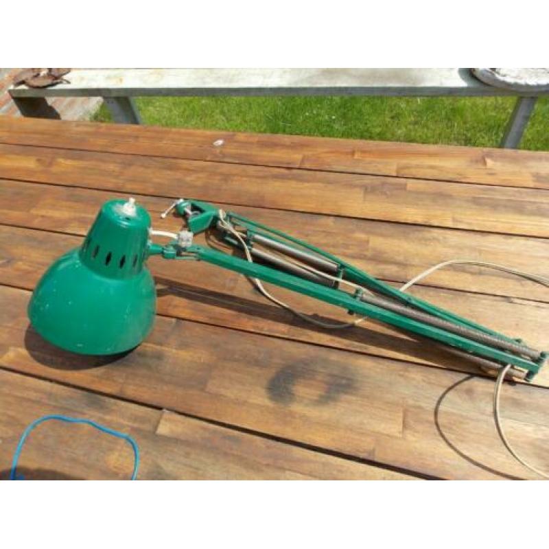 vintage groene verstelbare lamp met klem