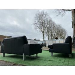 ROLF BENZ zwart leren AK 644 design bankstel