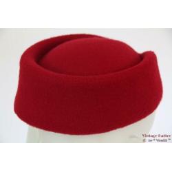 Stewardessen pillbox hoedje donker rood 54-59 nieuw One size