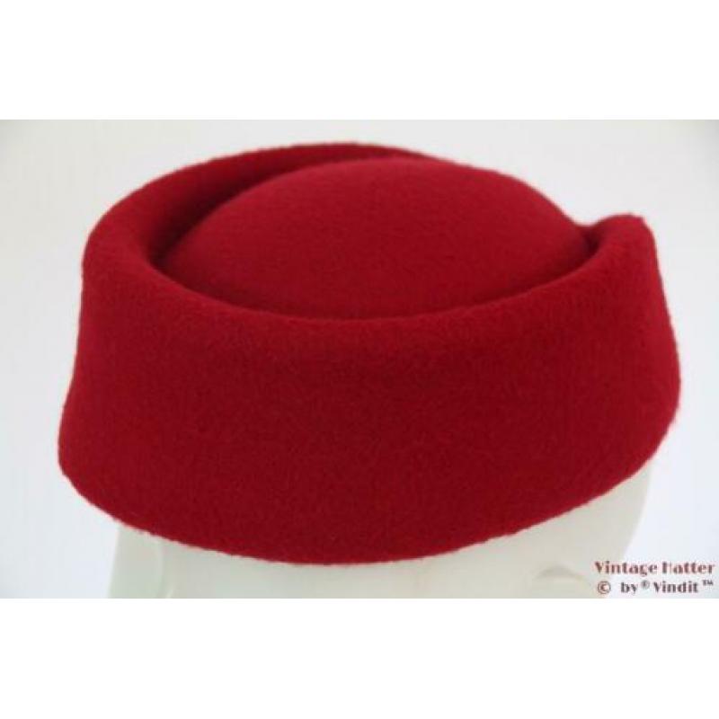 Stewardessen pillbox hoedje donker rood 54-59 nieuw One size