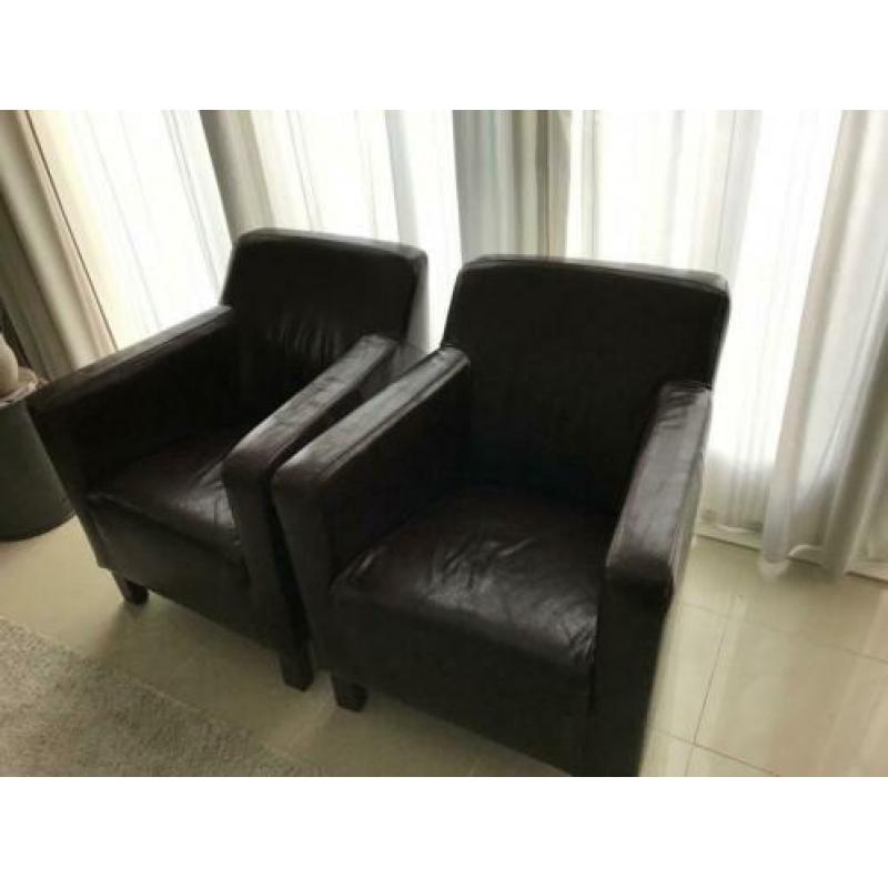 fauteuil Bruin Leder 2 stuks