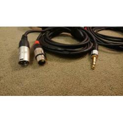 Cordial insert kabels stereo jack naar XLR male en female