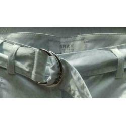 BRAX licht zeegroen 7/8 glans stretch broek mt 38/40