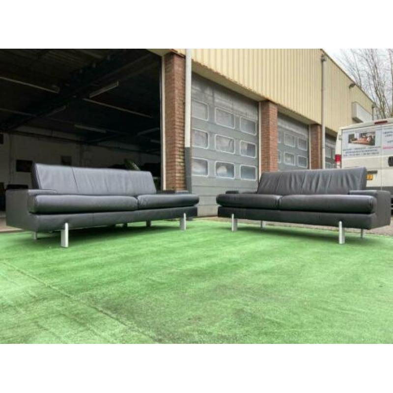 ROLF BENZ zwart leren AK 644 design bankstel