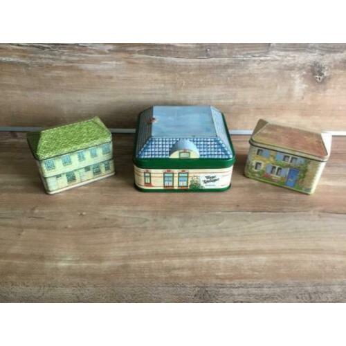 Blikken huisjes blikken huis vintage set blikken 3 stuks