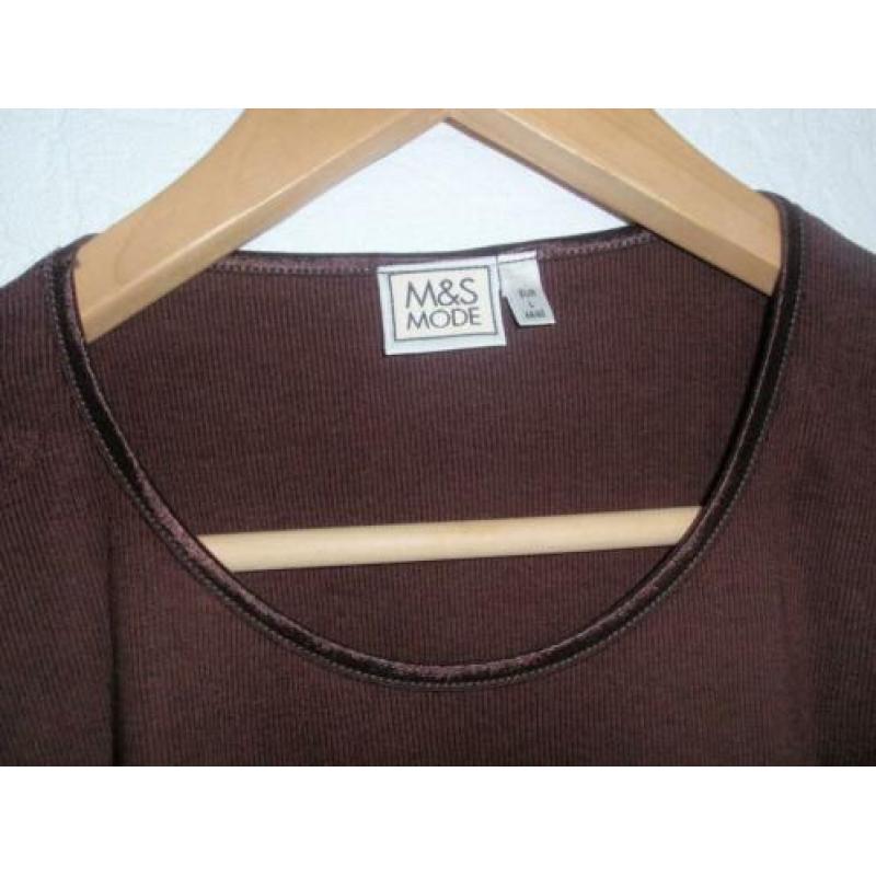 Maat 44/46 - m&s mode - bruin korte mouw tshirt