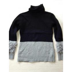 ARMANI JEANS zwart-blauw-grijze wollen wintertrui maat 38