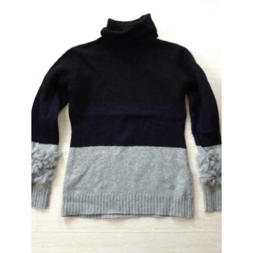 ARMANI JEANS zwart-blauw-grijze wollen wintertrui maat 38