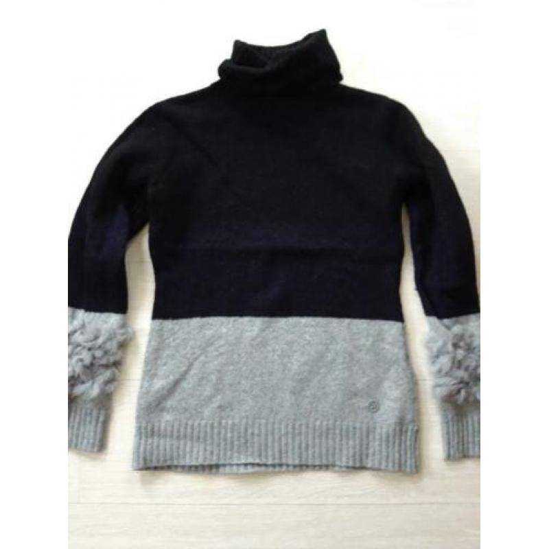 ARMANI JEANS zwart-blauw-grijze wollen wintertrui maat 38