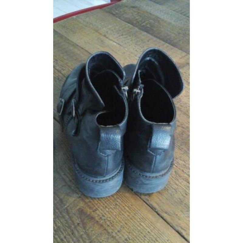Zara bikerboots biker enkellaarsjes leer zwart 39