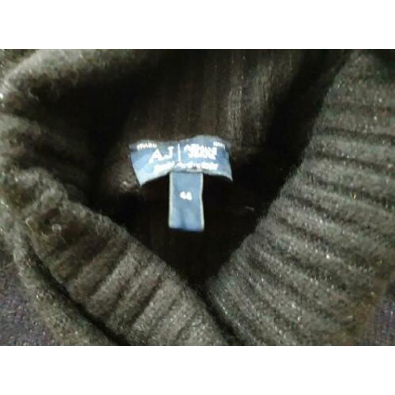 ARMANI JEANS zwart-blauw-grijze wollen wintertrui maat 38