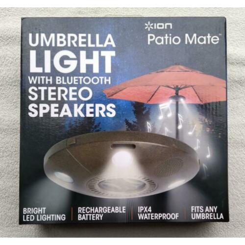 ION Bluetooth stereo speaker & ledlamp - parasol verlichting