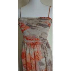 Super gave grijs/oranje maxidress van Vila, maat M