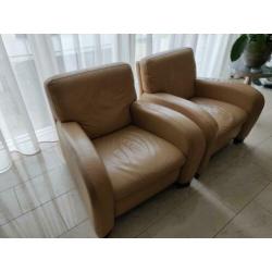 2 leren fauteuils te koop