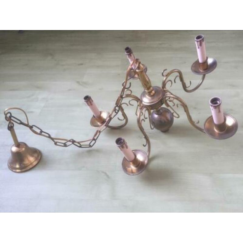 Kroonluchter 5 armen vintage brocante