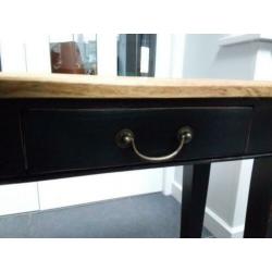 Gerestylde oude eiken sidetable zwart met lades, haltafel ,