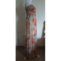 Super gave grijs/oranje maxidress van Vila, maat M