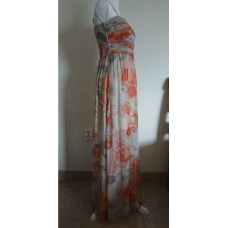 Super gave grijs/oranje maxidress van Vila, maat M