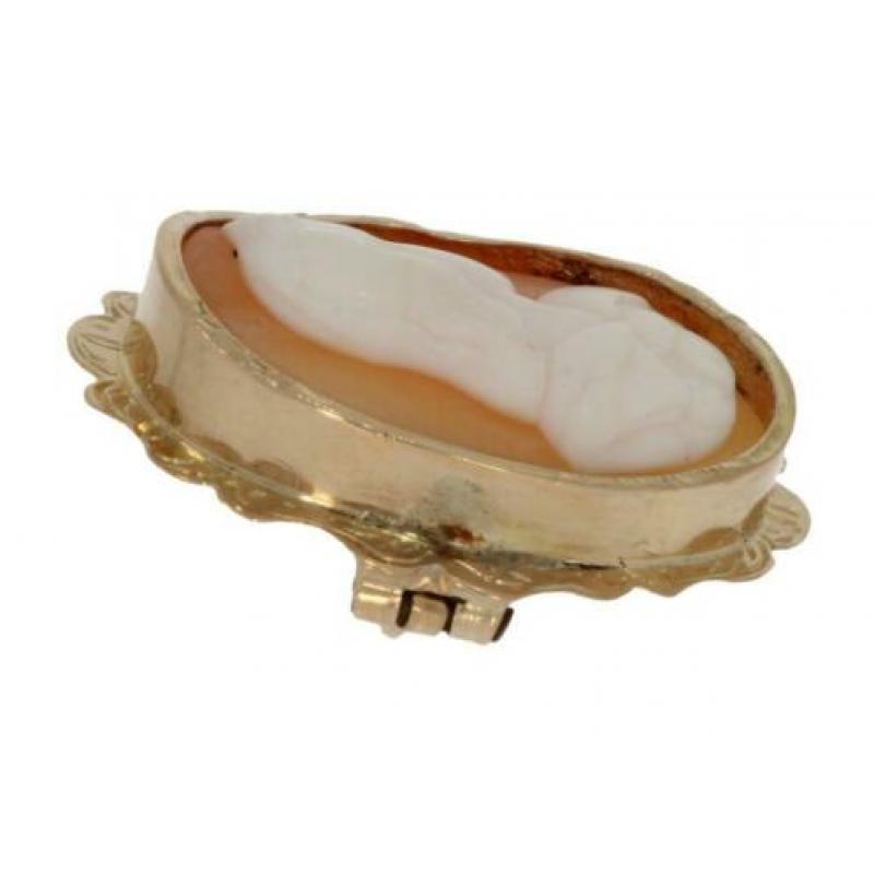 Antieke 14 karaats gouden dames schelpcamee broche