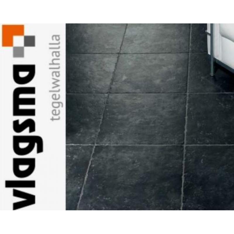 Kloostertegels zwart 50x50 cm semi getrommelde plavuis