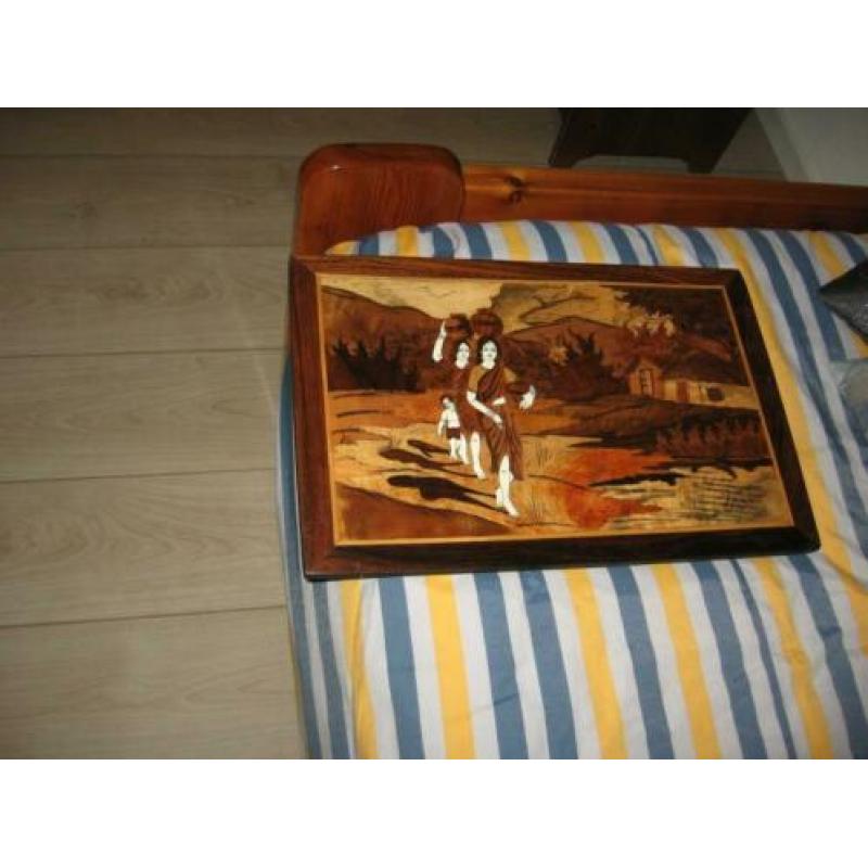 Uniek m hout ingelegde schilderij uit Haiti Rapa €10.00