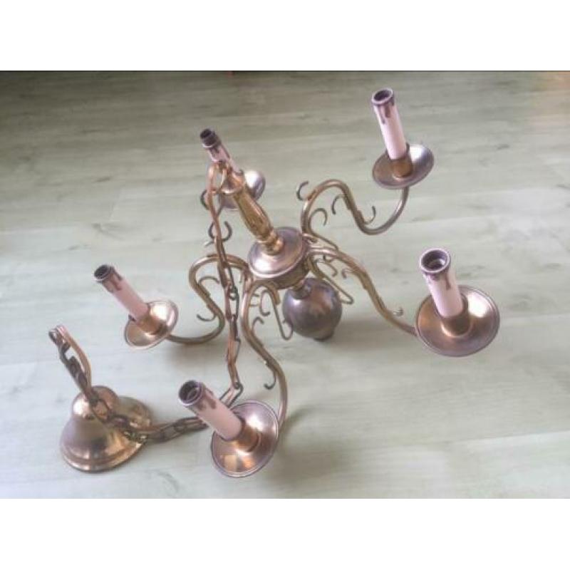 Kroonluchter 5 armen vintage brocante