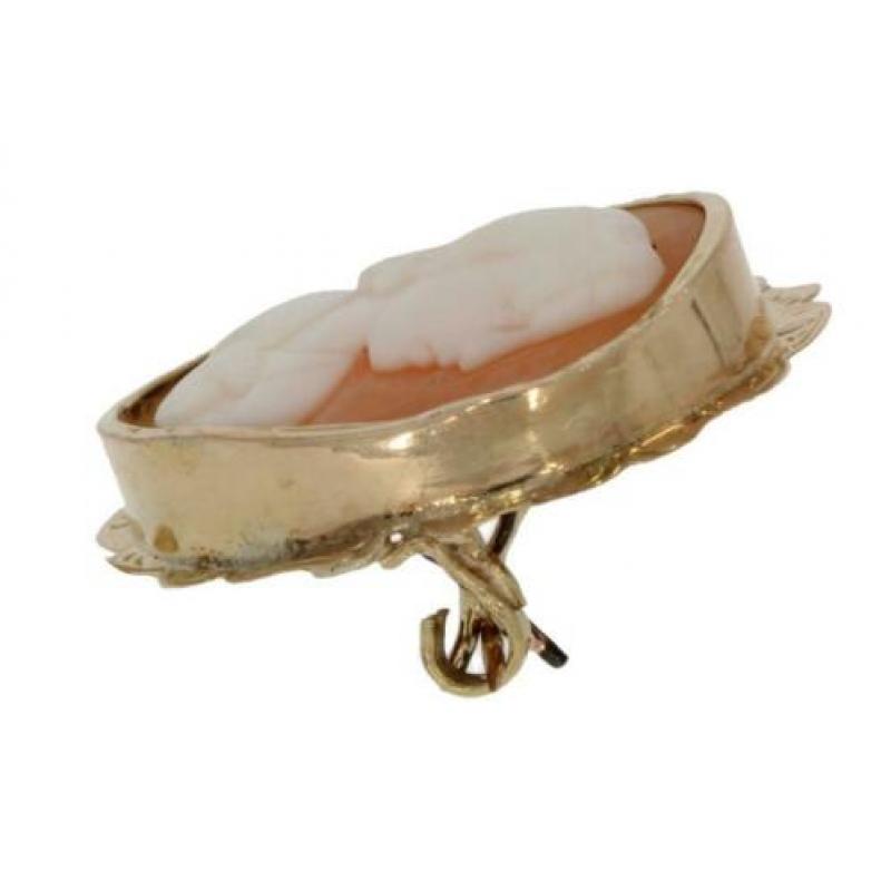 Antieke 14 karaats gouden dames schelpcamee broche