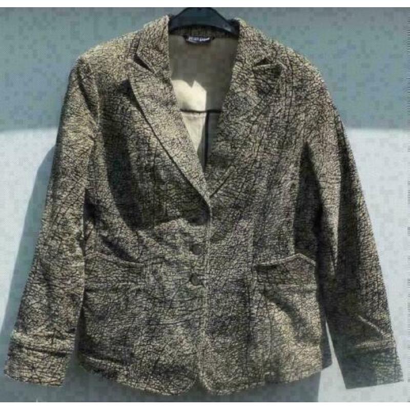 JEAN PAUL stretch zwart/beige bewerkte blazer mt 40