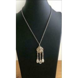 Zilverkleurige jasseron ketting met hanger