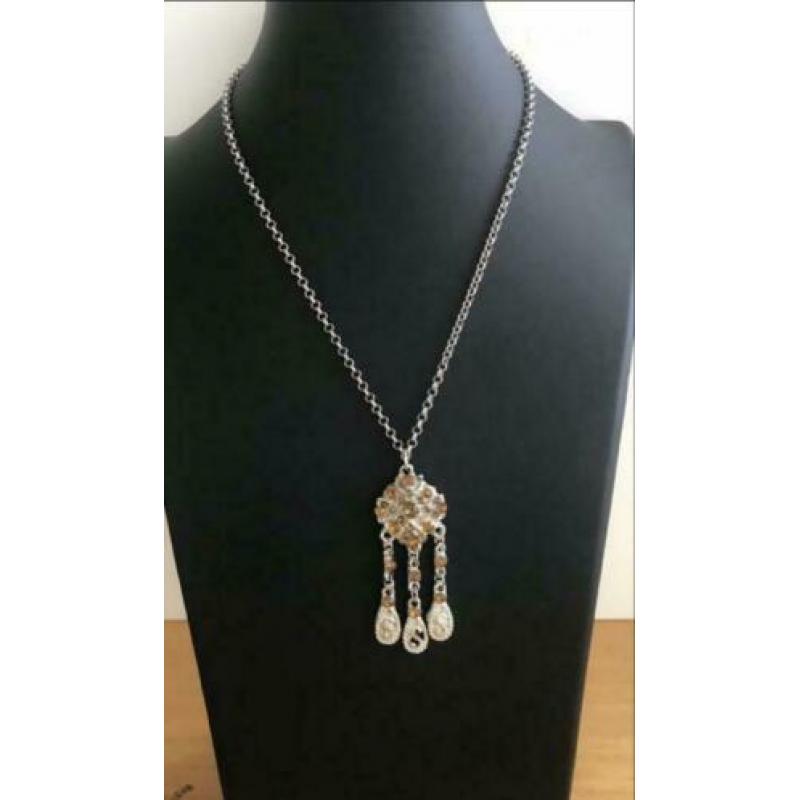Zilverkleurige jasseron ketting met hanger