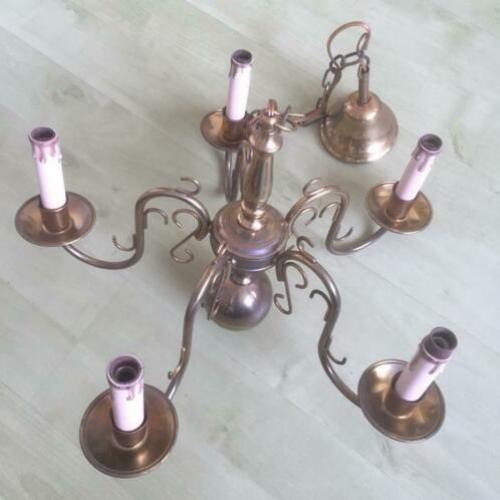 Kroonluchter 5 armen vintage brocante