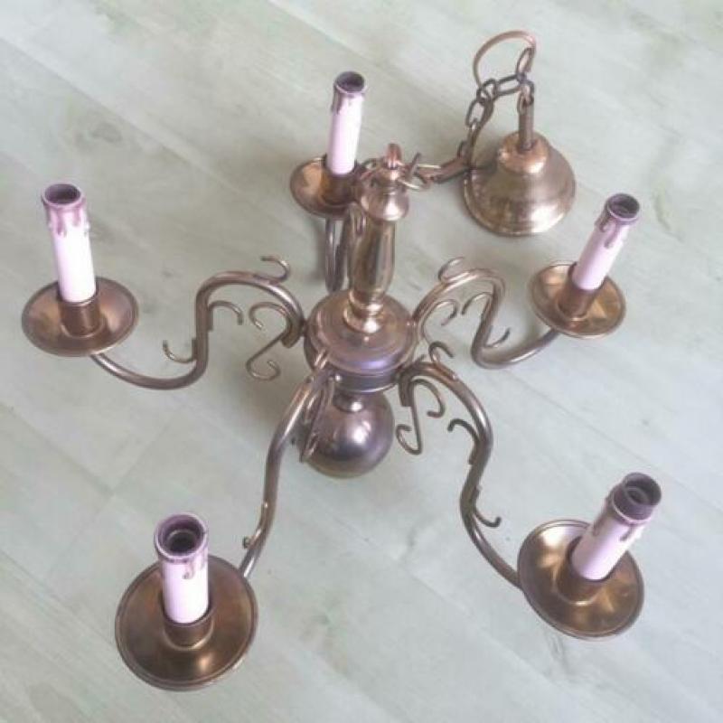 Kroonluchter 5 armen vintage brocante