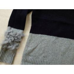 ARMANI JEANS zwart-blauw-grijze wollen wintertrui maat 38