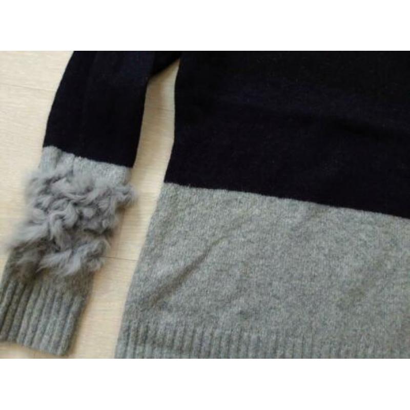 ARMANI JEANS zwart-blauw-grijze wollen wintertrui maat 38
