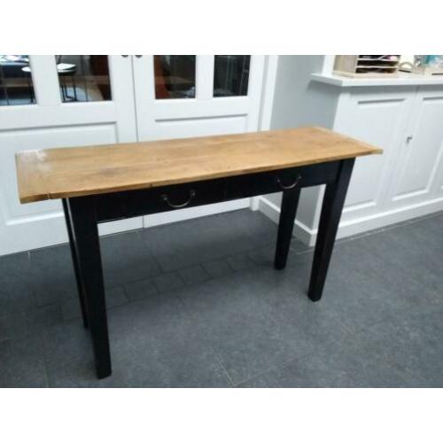 Gerestylde oude eiken sidetable zwart met lades, haltafel ,
