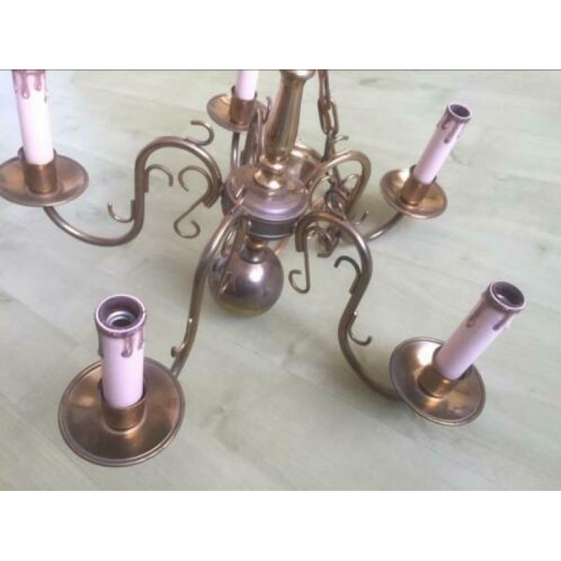 Kroonluchter 5 armen vintage brocante