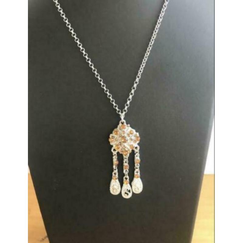 Zilverkleurige jasseron ketting met hanger